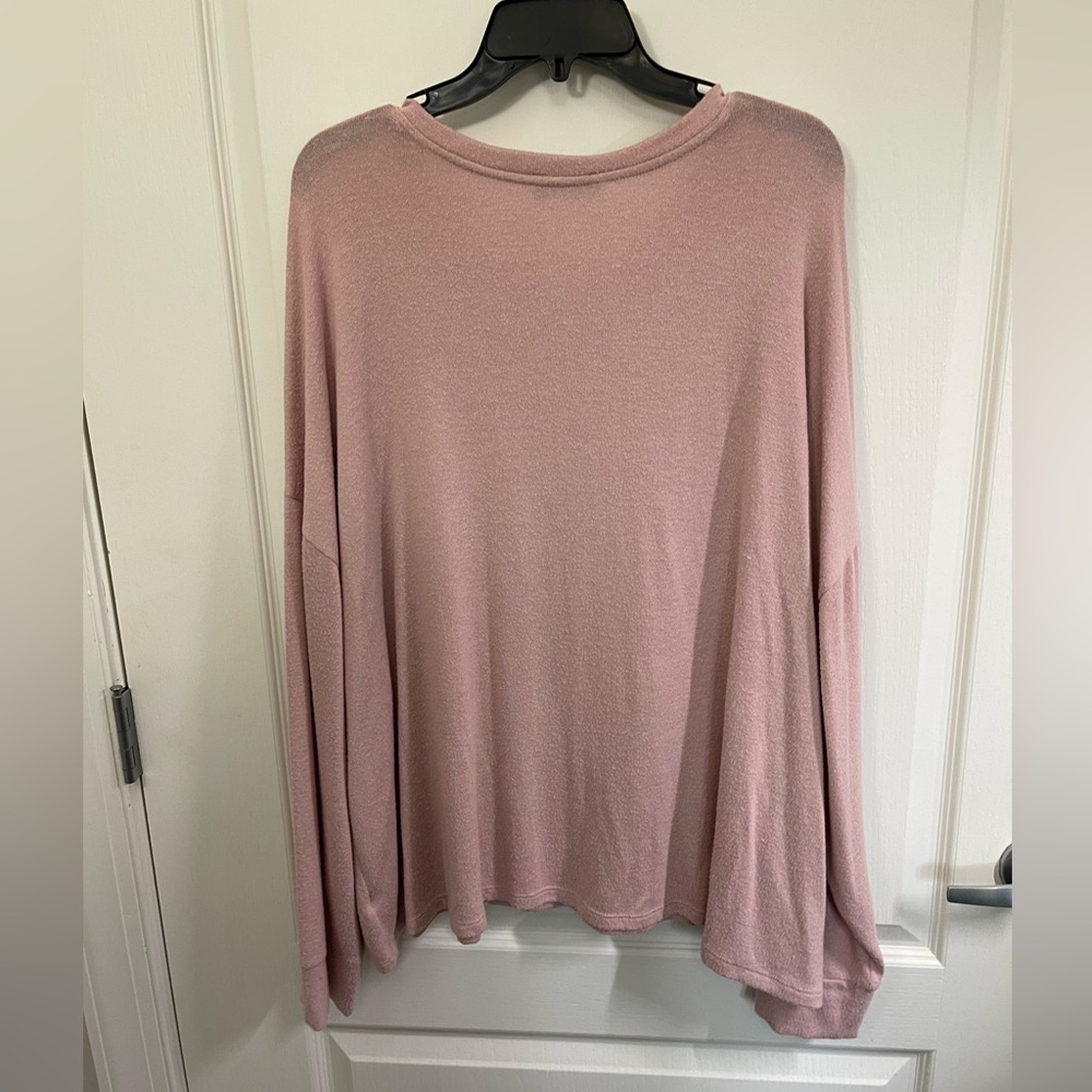 Lane Bryant Women's Plus Size Henley Long Sleeve Sweater Shirt Pink 26/28 - Picture 2 of 8